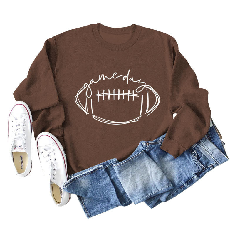 Sweat-shirt blanc imprimé rugby grande taille