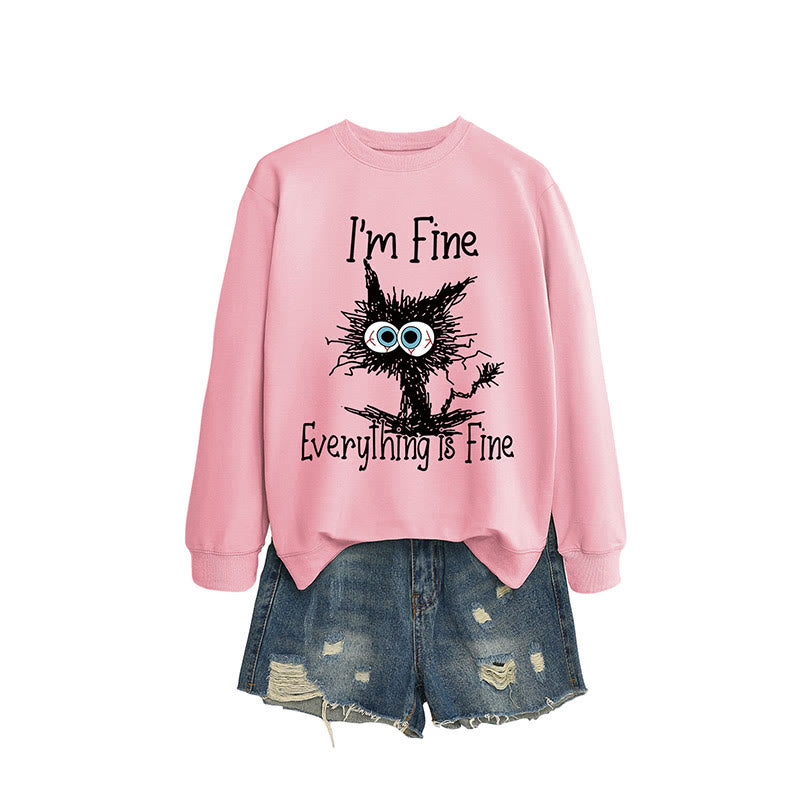 Sweat-shirt chat en colère grande taille - Rose - 2XL - image 7