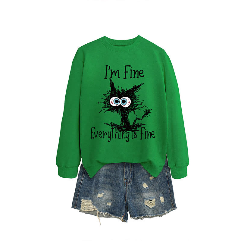 Sweat-shirt chat en colère grande taille - Vert - 2XL - image 3