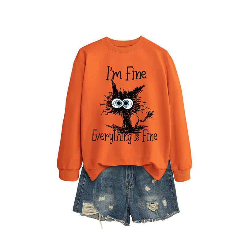 Sweat-shirt chat en colère grande taille - Orange - 2XL - image 4