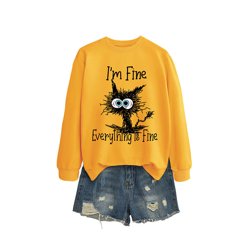 Sweat-shirt chat en colère grande taille - Jaune - 2XL - image 8