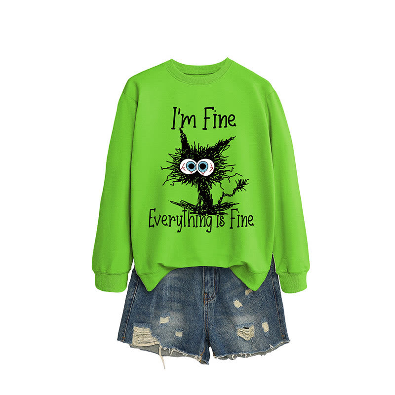 Sweat-shirt chat en colère grande taille - Vert fluorescent - 2XL - image 14