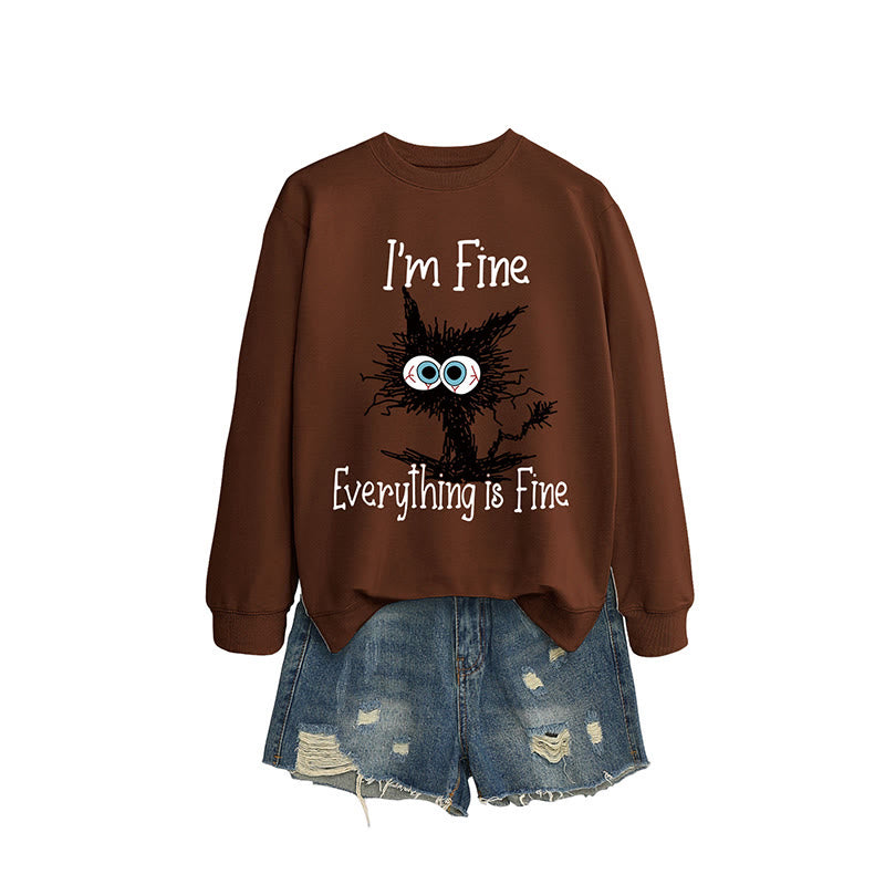 Sweat-shirt chat noir grande taille - Café - 2XL - image 6