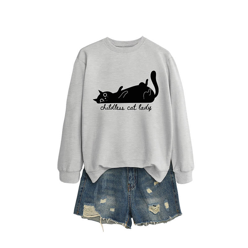 Sweat-shirt chat mignon grande taille - Gris - 2XL - image 10