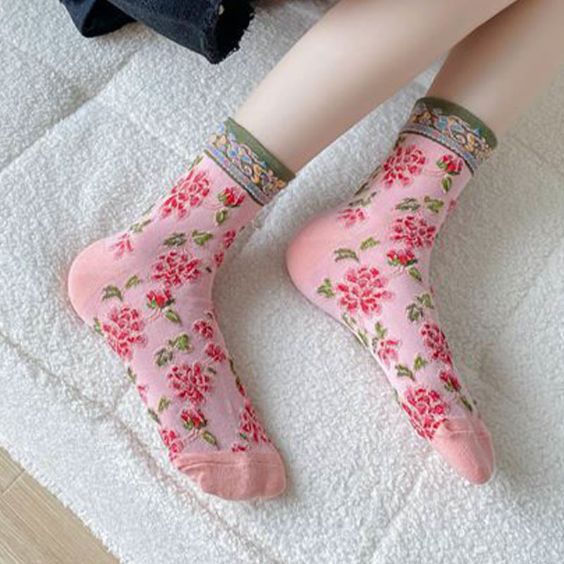 Chaussettes à motif floral en relief (5 paires) - image 2
