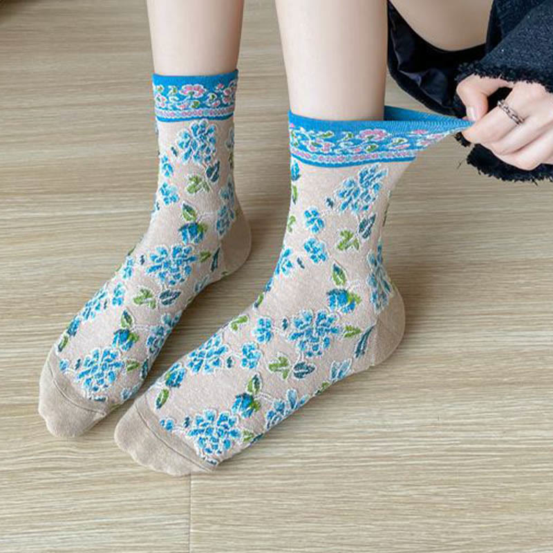 Chaussettes à motif floral en relief (5 paires) - image 3