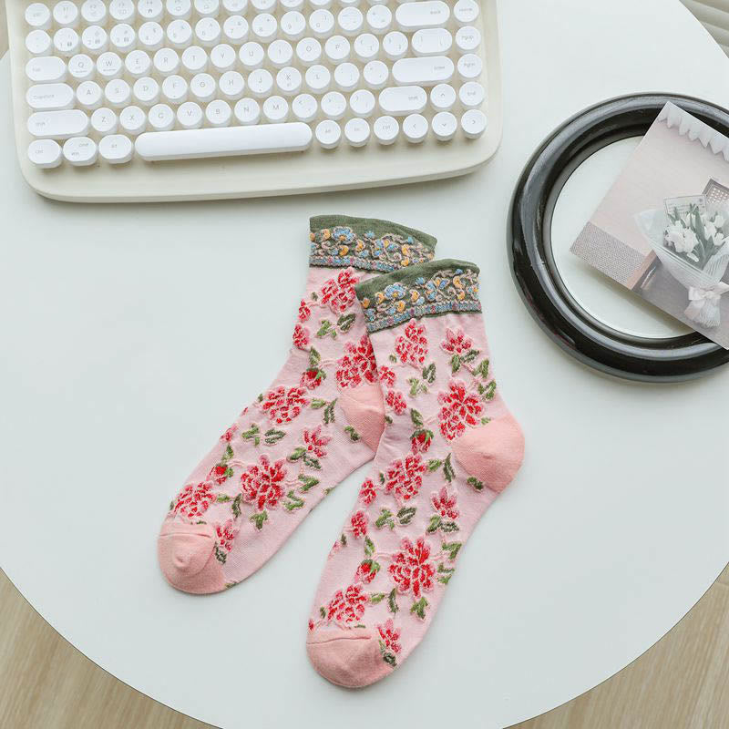 Chaussettes à motif floral en relief (5 paires) - Rose - EU36-40 (US3-7) - image 12