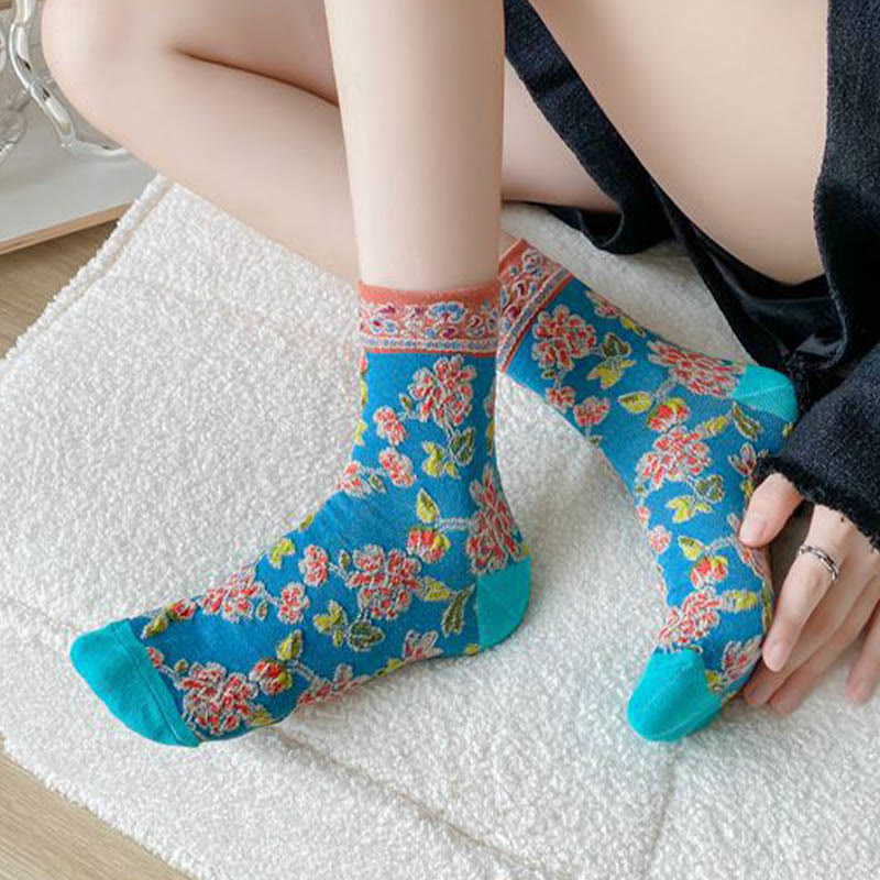 Chaussettes à motif floral en relief (5 paires) - image 5