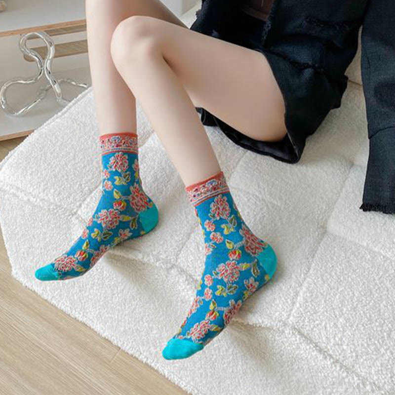 Chaussettes à motif floral en relief (5 paires) - image 6