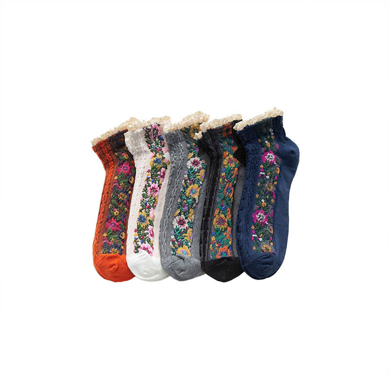 Chaussettes vintage en dentelle (5 paires) - Multicolore - EU36-40 (US3-7) - image 9