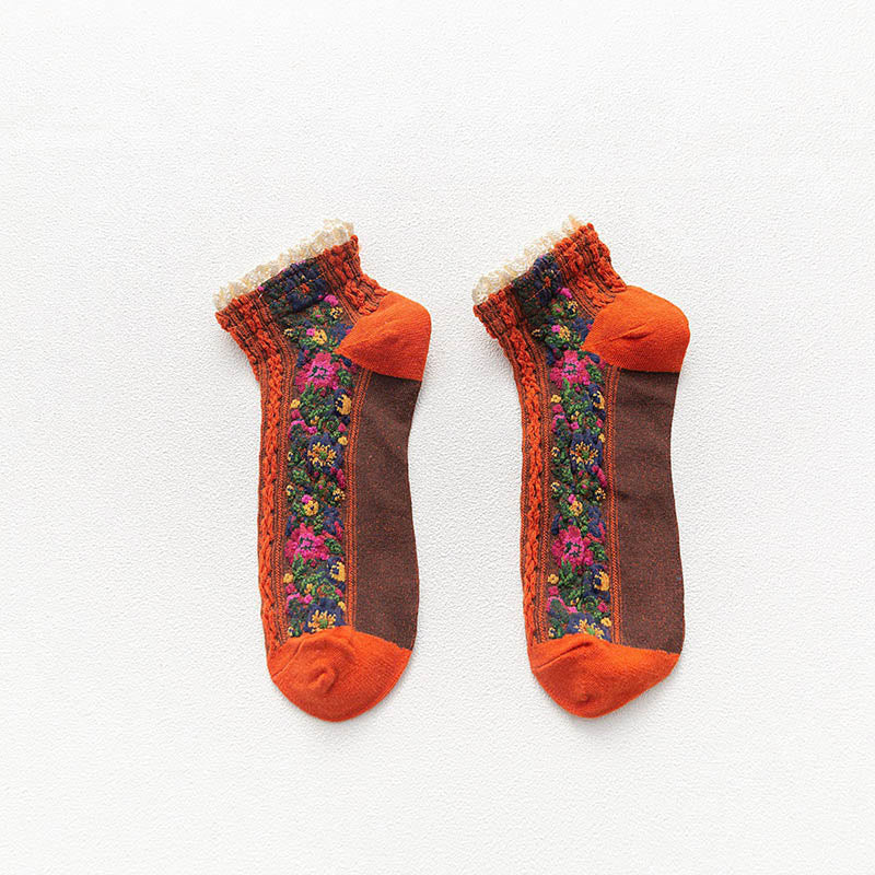 Chaussettes vintage en dentelle (5 paires) - Orange - EU36-40 (US3-7) - image 14