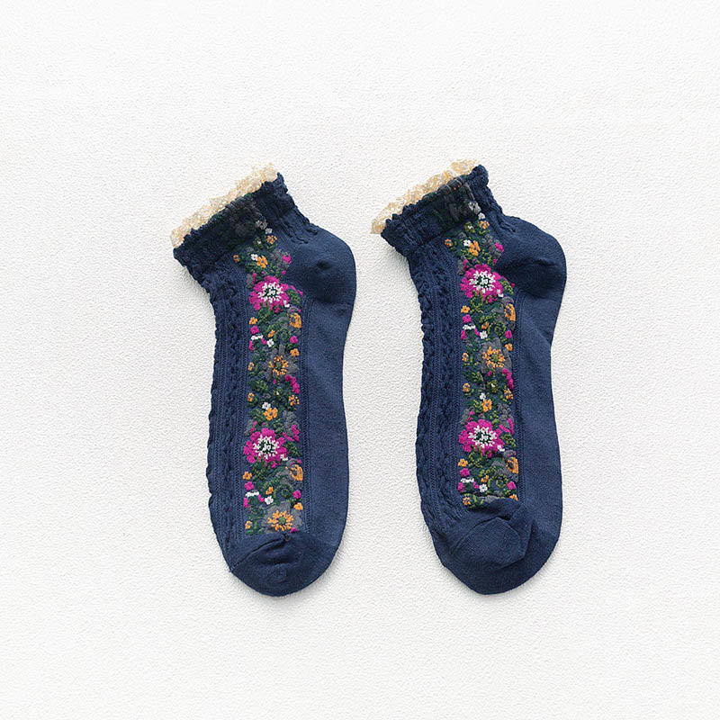 Chaussettes vintage en dentelle (5 paires) - Bleu marine - EU36-40 (US3-7) - image 13