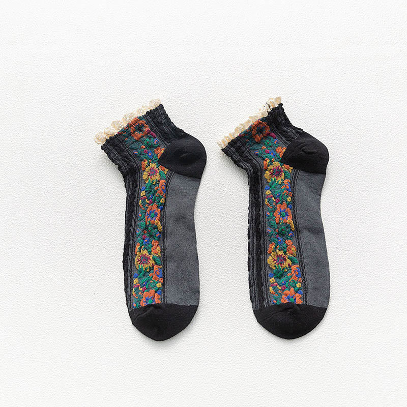 Chaussettes vintage en dentelle (5 paires) - Noir - EU36-40 (US3-7) - image 12