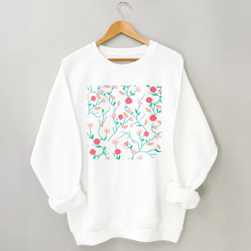Sweat-shirt à fleurs rouges et roses grande taille - Blanc - 3XL - image 4