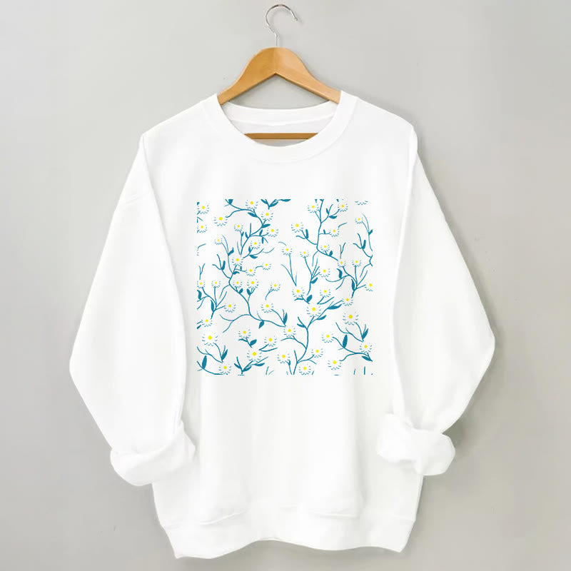 Sweat-shirt blanc à motif marguerites grande taille - Blanc - 3XL - image 4