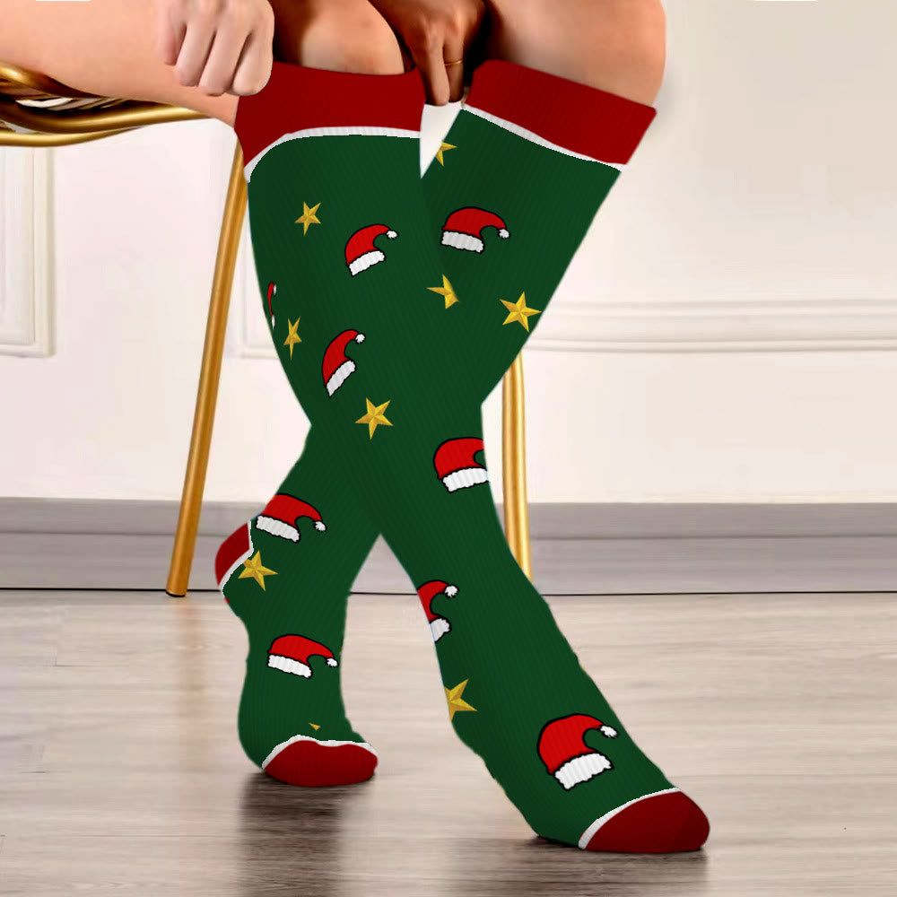 Chaussettes de compression à pois grande taille motif bonhomme en pain d'épices