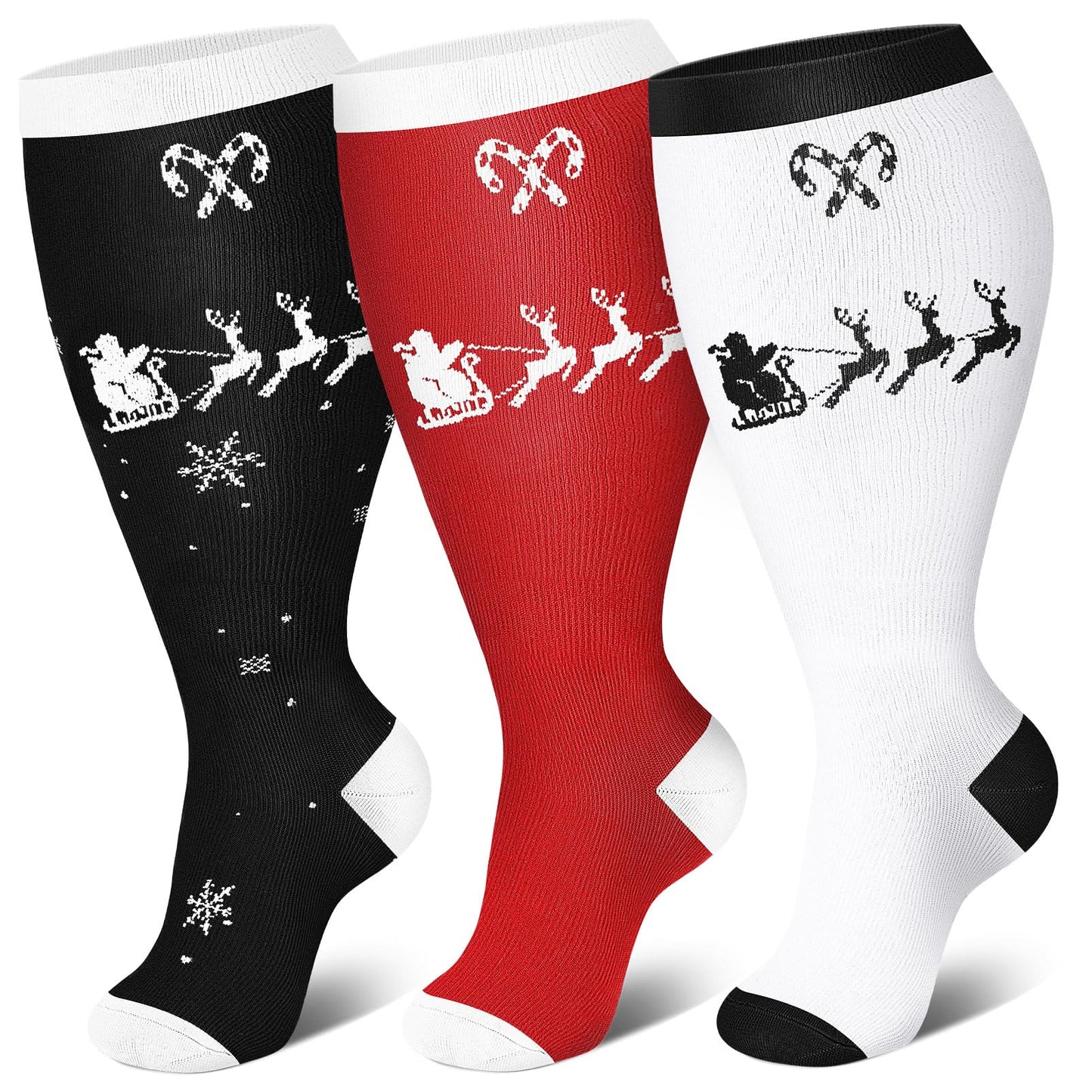 Chaussettes de compression grande taille motif canne à sucre (3 paires) - image 2