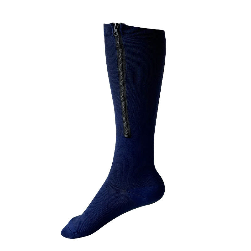 Chaussettes de compression à fermeture éclair de couleur unie, grandes tailles (2XL-7XL) (3 paires)