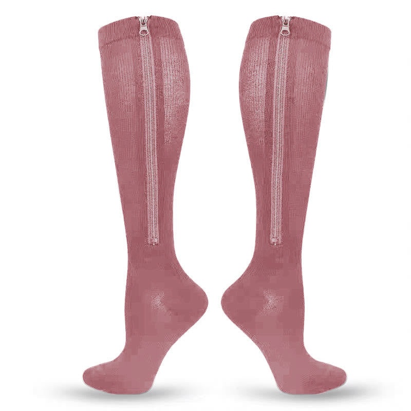 Chaussettes de compression à fermeture éclair de couleur unie, grandes tailles (2XL-7XL) (3 paires)
