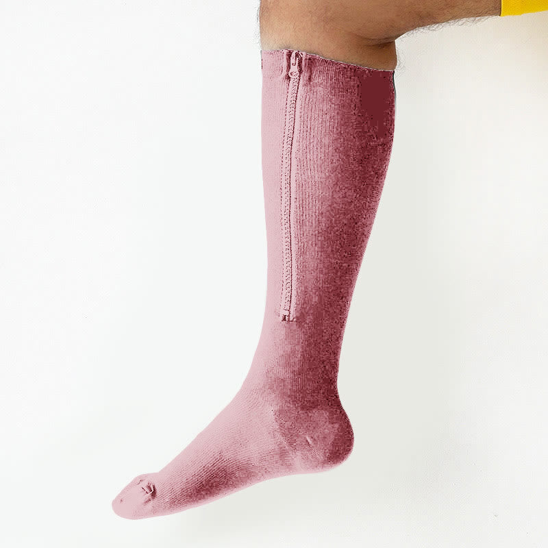 Chaussettes de compression à fermeture éclair de couleur unie, grandes tailles (2XL-7XL)