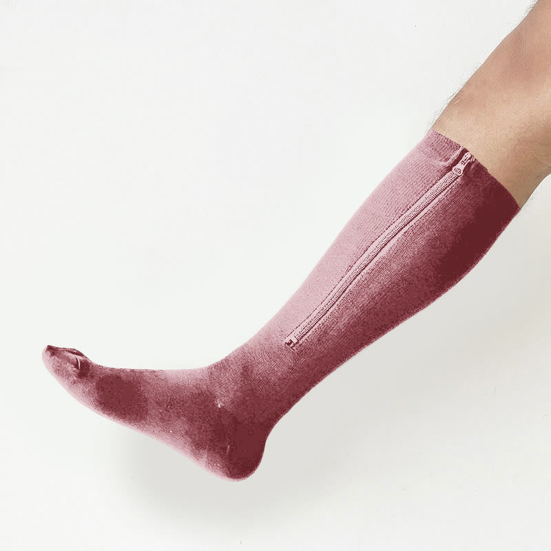 Chaussettes de compression à fermeture éclair de couleur unie, grandes tailles (2XL-7XL)