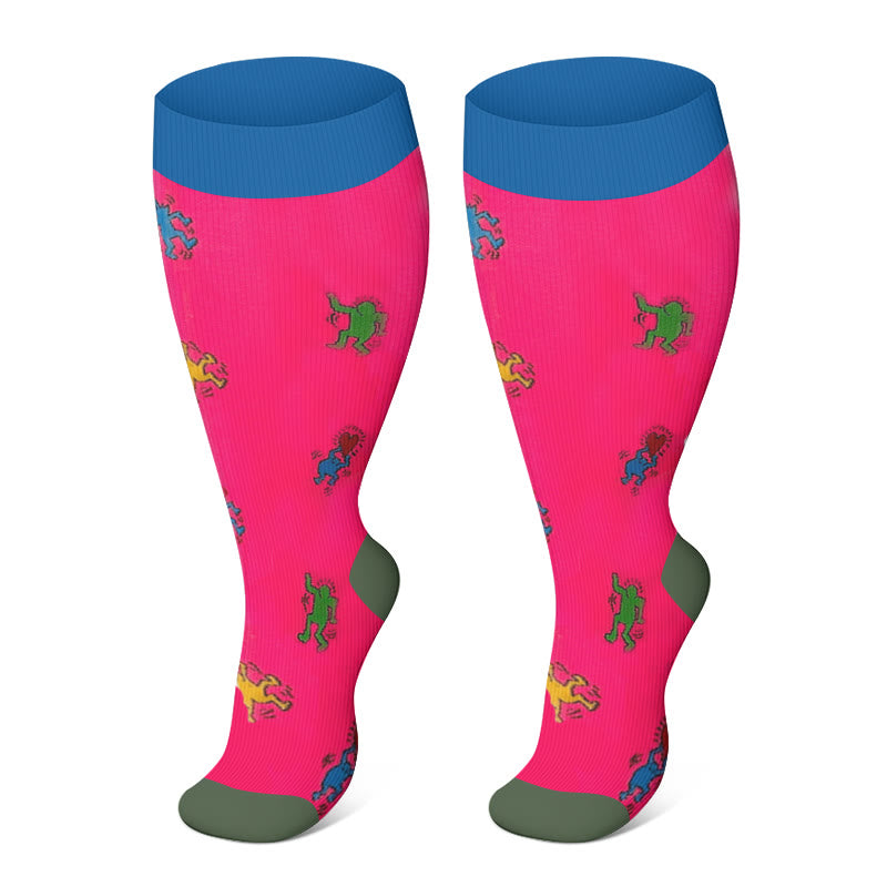 Chaussettes de compression à motifs amusants, grandes tailles (2XL- 7XL) (3 paires)