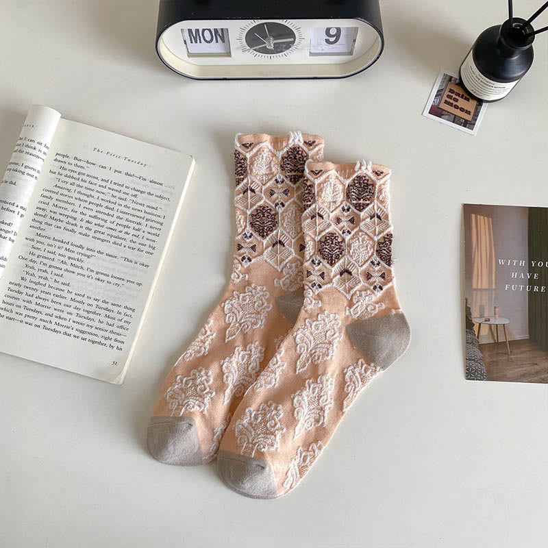Chaussettes rétro à motif diamant (5 paires)