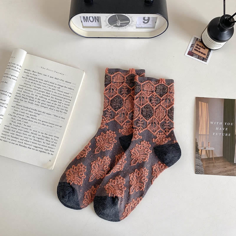 Chaussettes rétro à motif diamant (5 paires)
