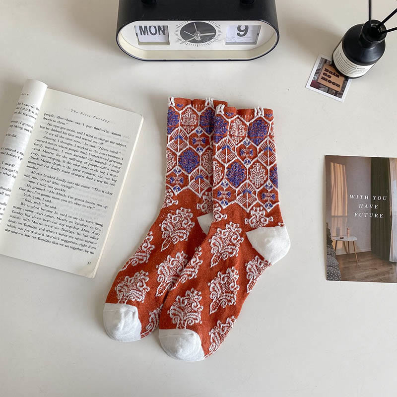 Chaussettes rétro à motif diamant (5 paires)