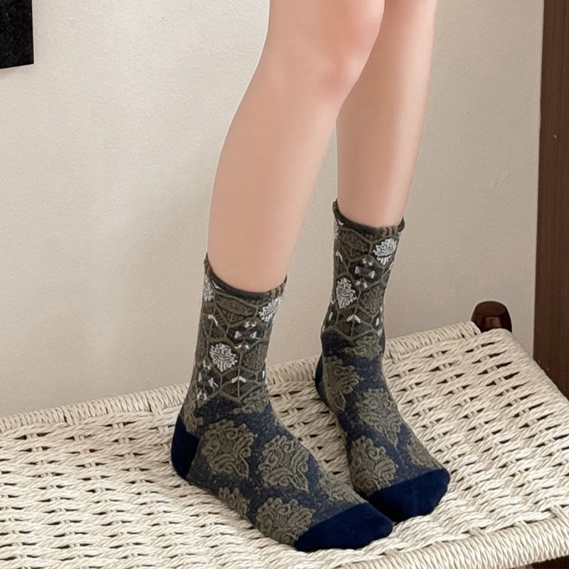 Chaussettes rétro à motif diamant (5 paires)