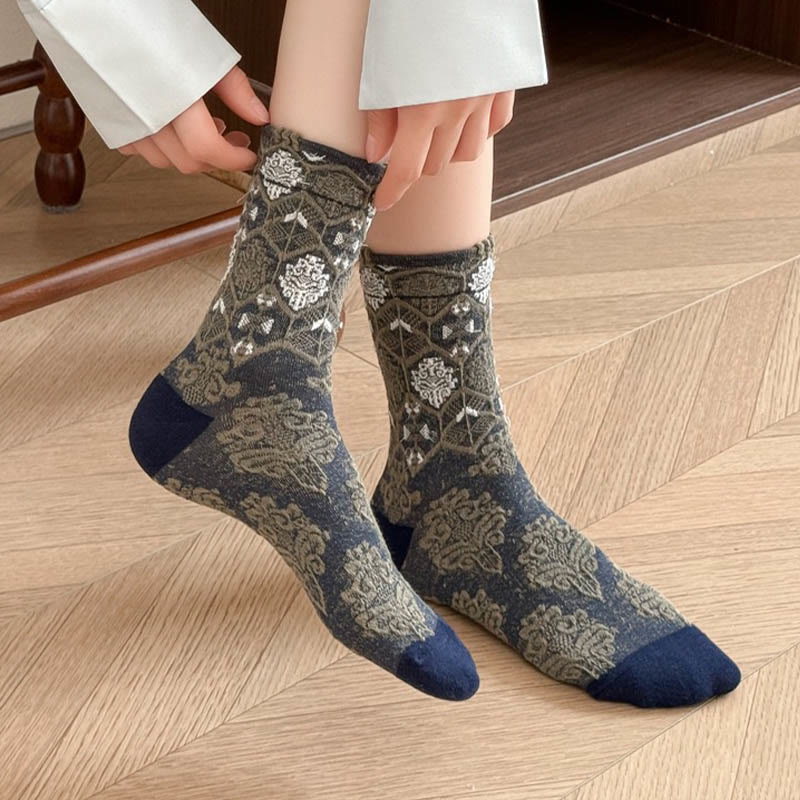 Chaussettes rétro à motif diamant (5 paires)