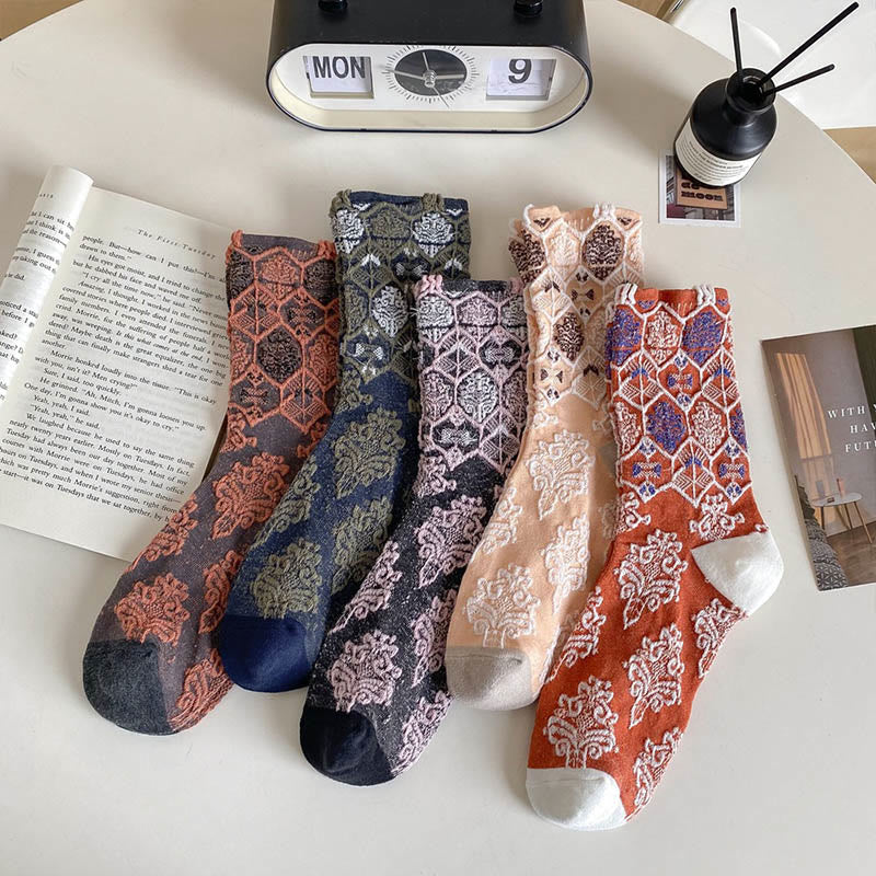 Chaussettes rétro à motif diamant (5 paires)