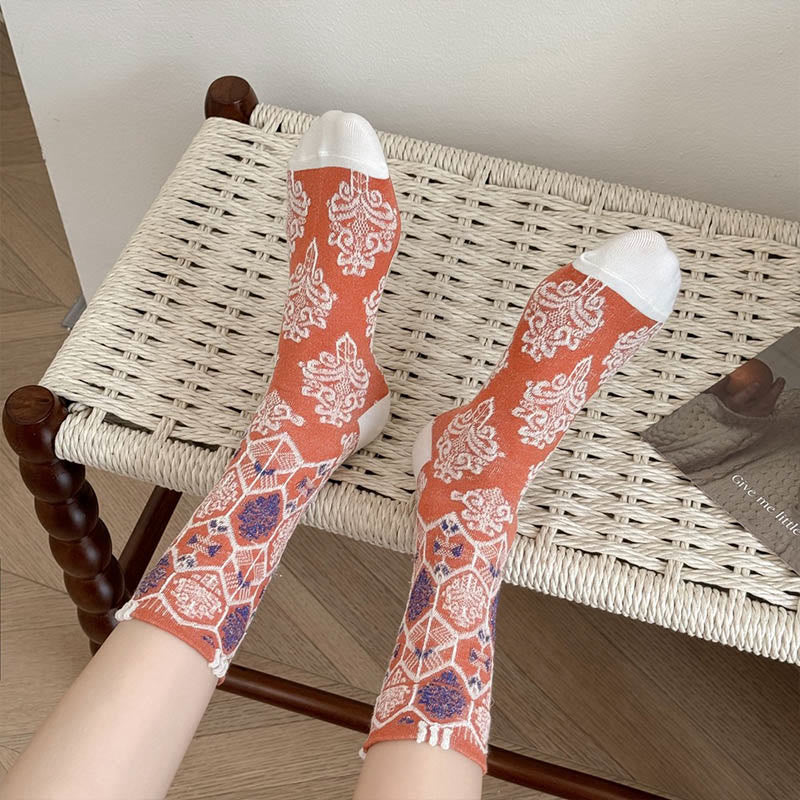 Chaussettes rétro à motif diamant (5 paires)
