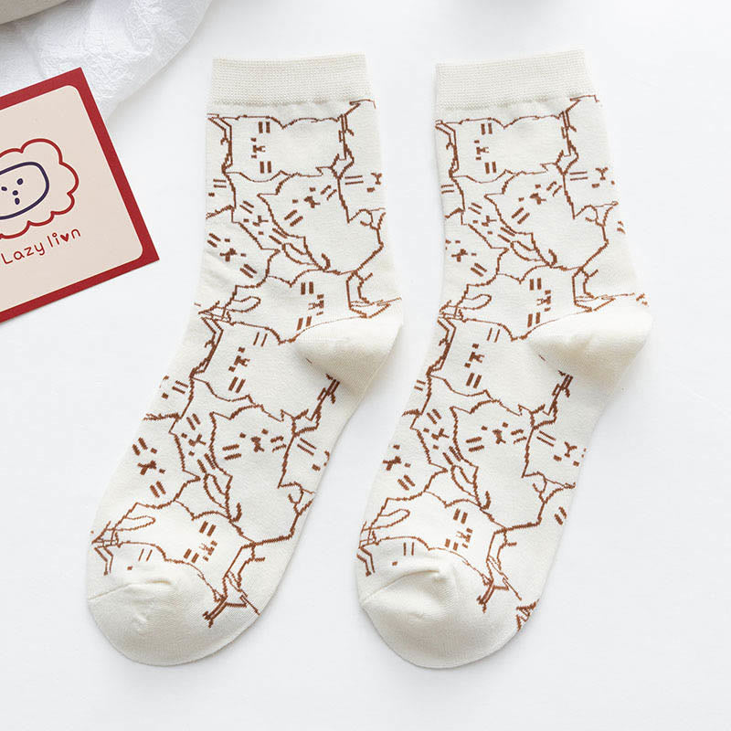 Chaussettes Line Cat Quarter (5 paires) - Beige - EU36-40 (US3-7) - image 11