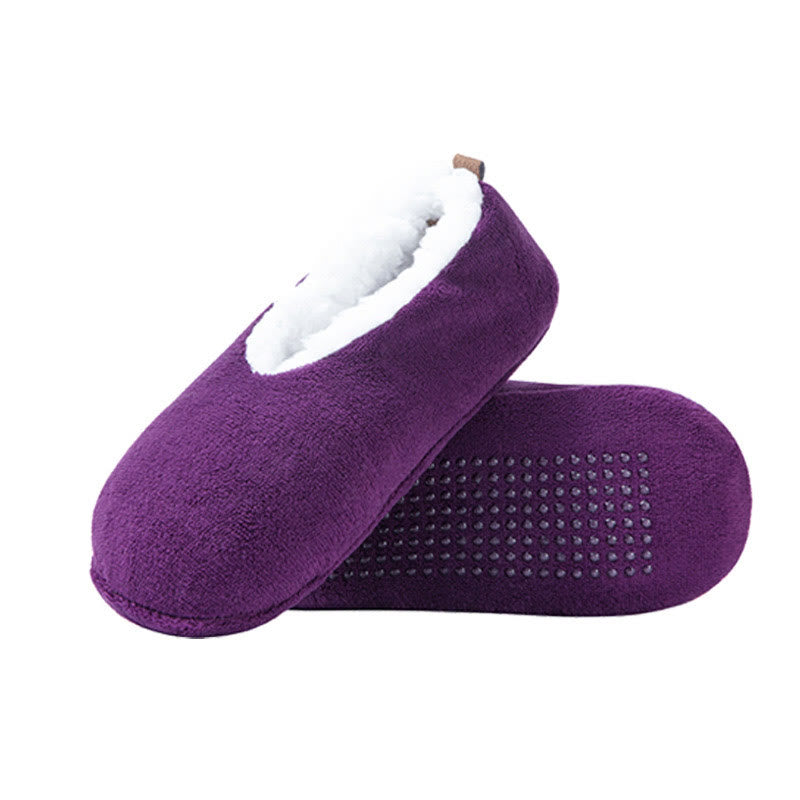 Chaussettes antidérapantes de couleur unie grande taille (3 paires) - Violet - EU38-40 (US5-7) - image 6