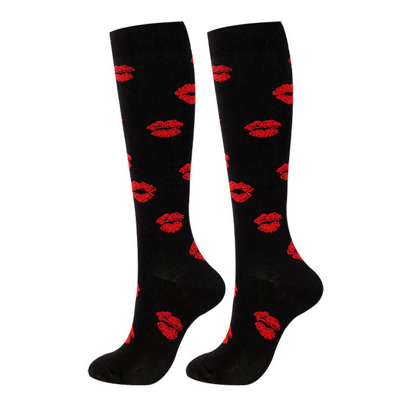 Chaussettes de compression à lèvres rouges (5 paires)