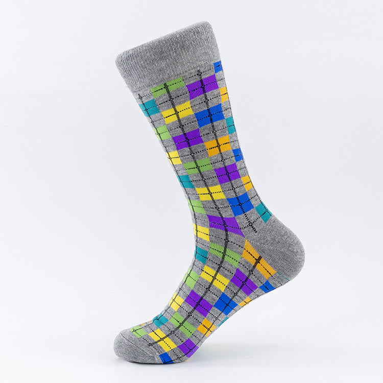 Chaussettes mi-mollet à carreaux grande taille (5 paires)