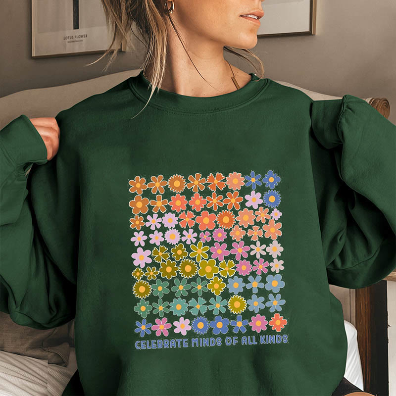 Sweat-shirt à fleurs mignonnes grande taille - Vert foncé - 3XL - image 4