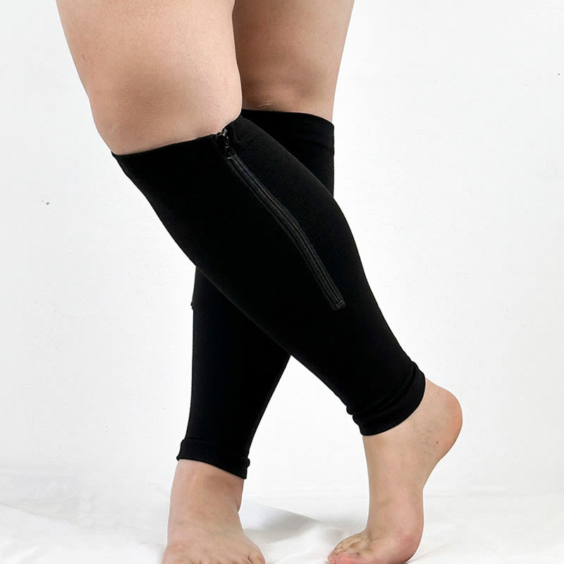 Chaussettes de compression à fermeture éclair pour mollets larges, grandes tailles (2XL-7XL) (2 paires)