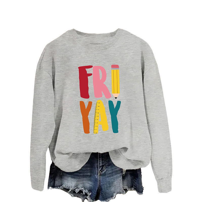 Sweat-shirt à imprimé crayon grande taille du vendredi