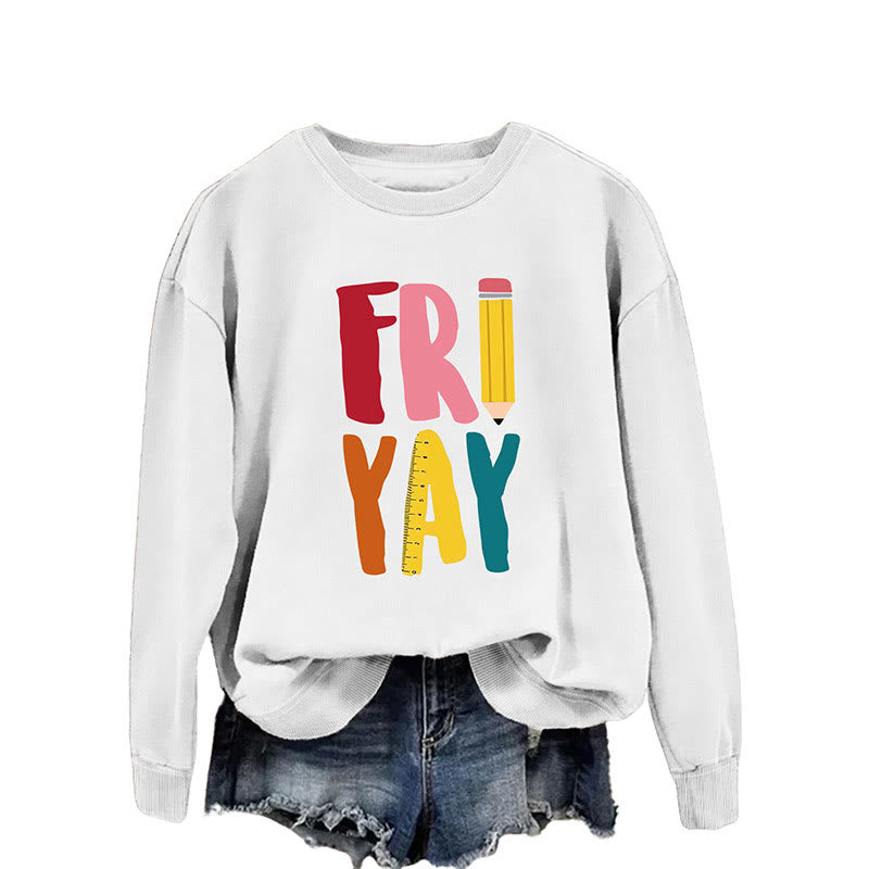 Sweat-shirt à imprimé crayon grande taille du vendredi