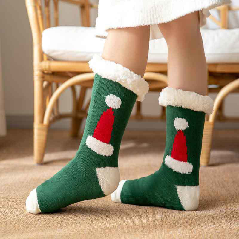 Chaussons-chaussettes grande taille avec bonnet de Père Noël (2 paires) - Vert - EU36-42 (US3-8.5) - image 2