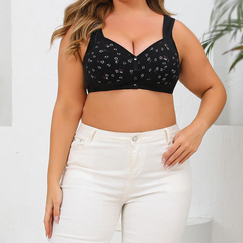 Soutien-gorge sans armatures à fermeture frontale grande taille