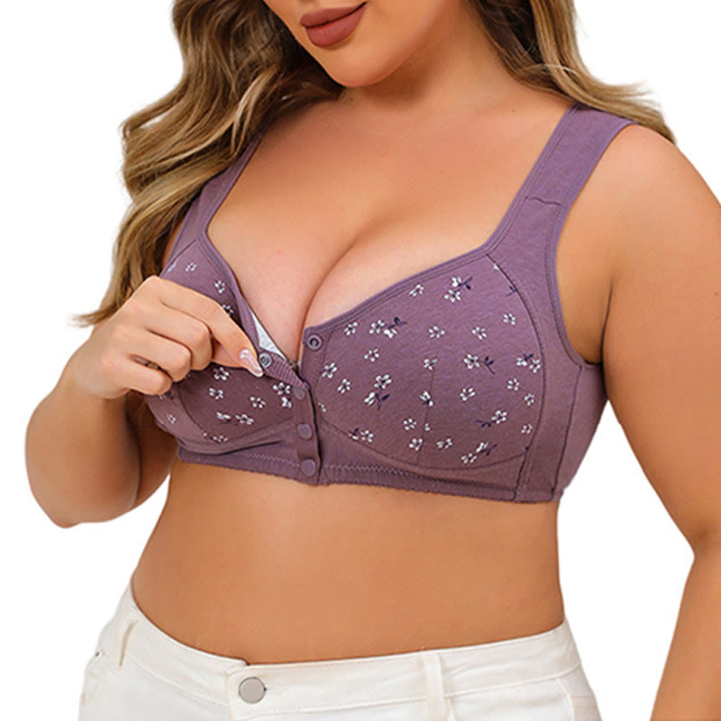 Soutien-gorge sans armatures à fermeture frontale grande taille