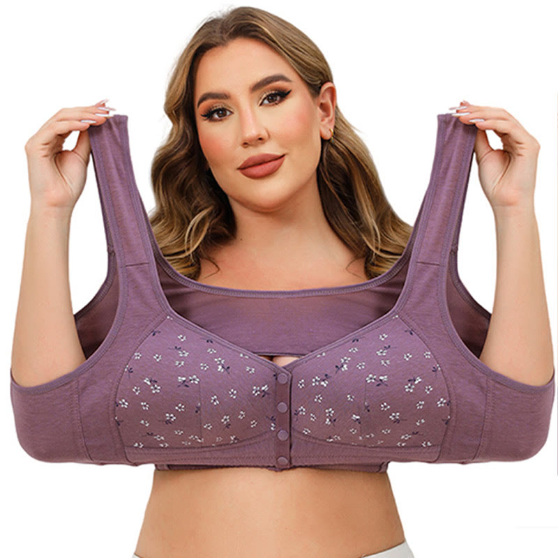 Soutien-gorge sans armatures à fermeture frontale grande taille