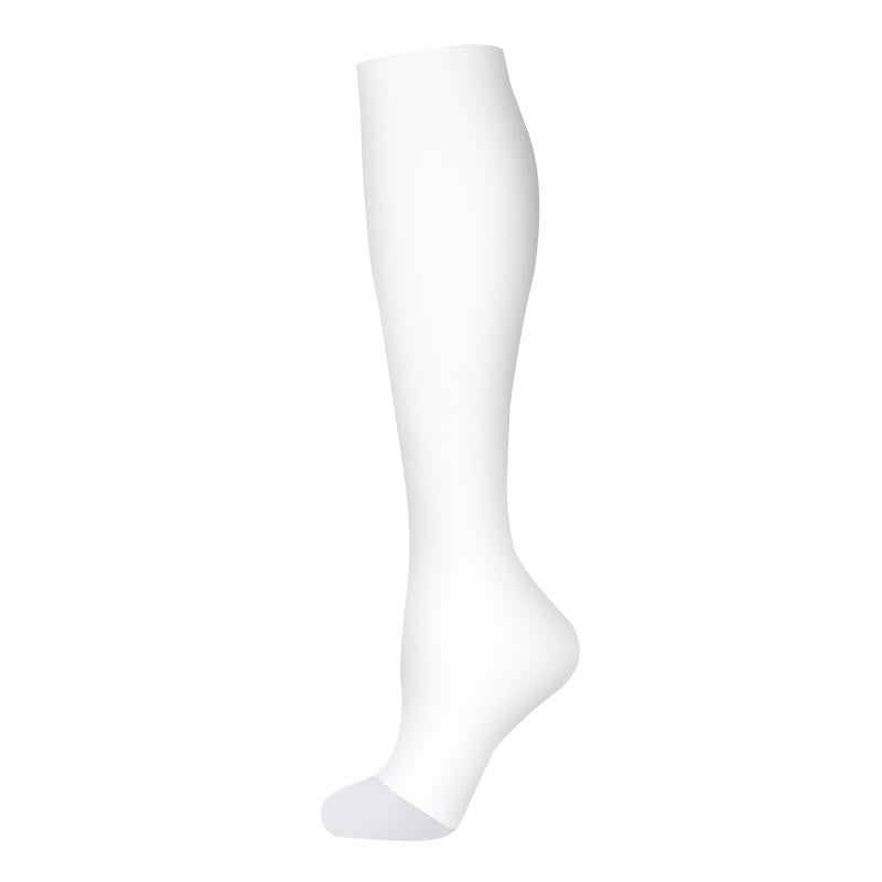 Chaussettes de compression à bout ouvert de couleur classique (5 paires) - Blanc - S/M - image 3