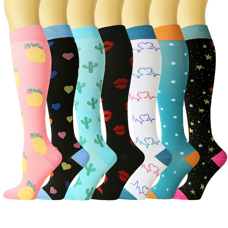 Chaussettes de compression à motifs mignons (7 paires) - Multicolore - S/M - image 0