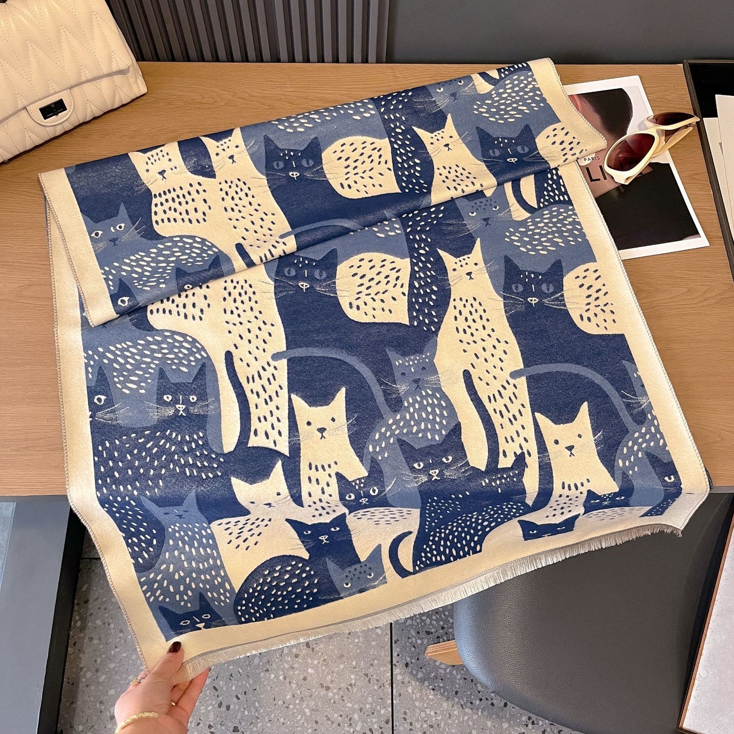 Écharpe couverture jacquard Sweet Cat - Bleu - Taille unique - image 18