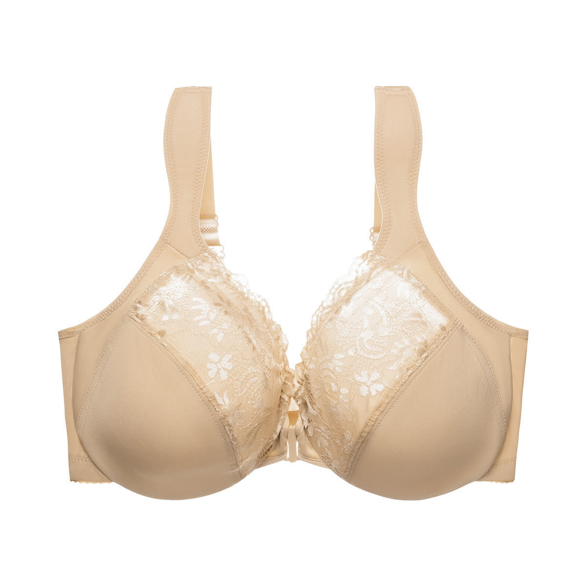 Soutien-gorge à armatures et bretelles larges grande taille avec fermeture sur le devant
