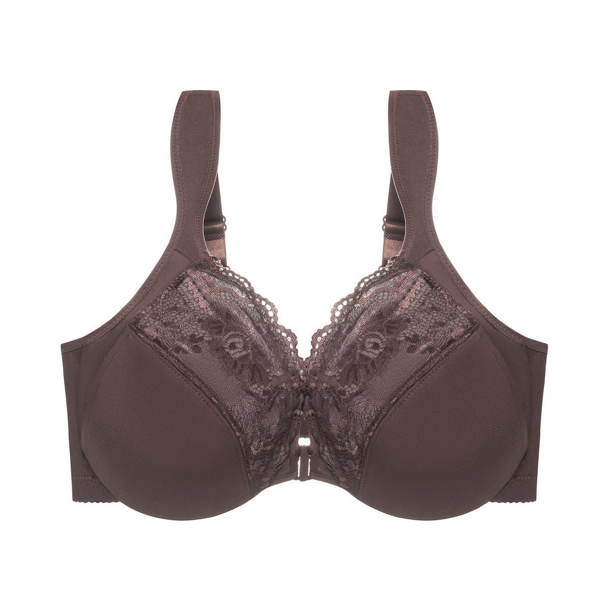 Soutien-gorge à armatures et bretelles larges, fermeture avant - Café - 6XL - image 6
